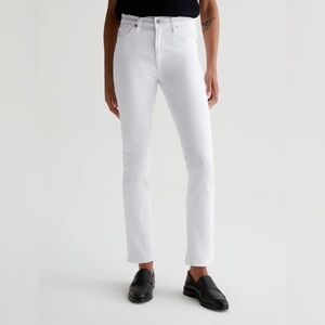 AG Mari High Rise Slim Straight Jeans White Denim Women’s Size 30